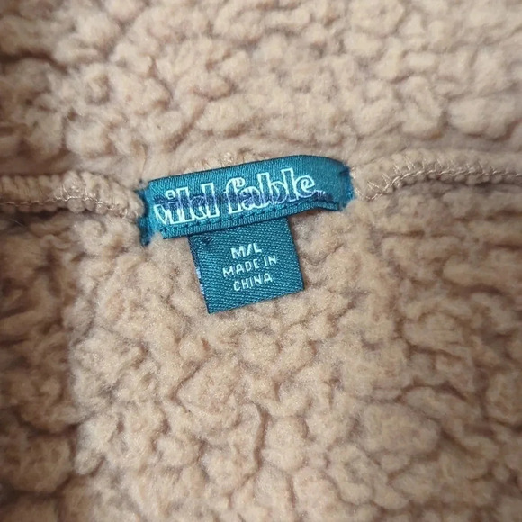 Wild Fable Faux Shearling Full Zip-Up Sweatshirt, Color Light Brown Size M/L - Picture 13 of 14